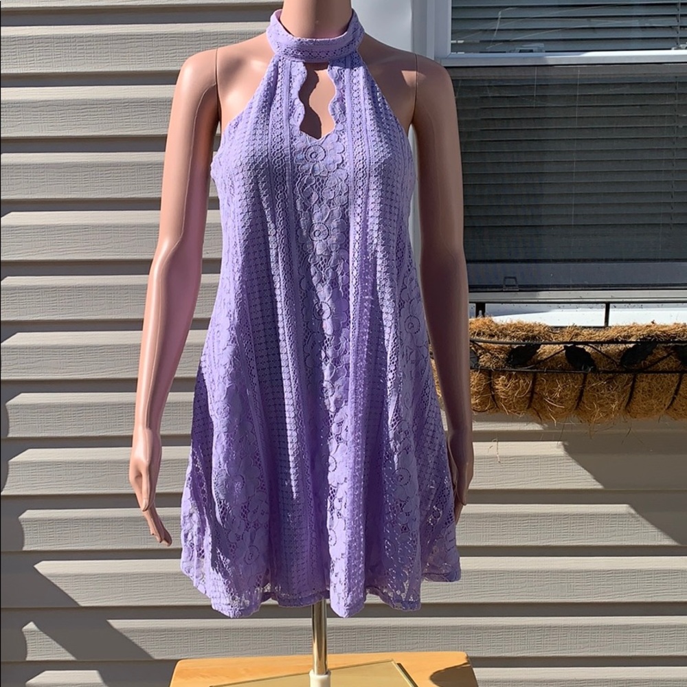 Francesca’s Purple Lace Halter Shift dress size XS